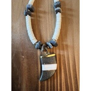 Puka Shell And Blue Coral Necklace 19 Inches